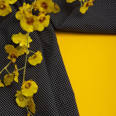 Тканина поплін, бавовна, натуральна тканина горошок чорна