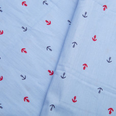 Тканина поплін, бавовна, натуральна тканина якір блакитна