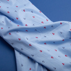 Тканина поплін, бавовна, натуральна тканина якір блакитна