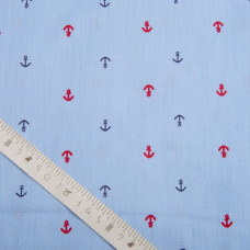 Тканина поплін, бавовна, натуральна тканина якір блакитна