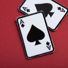 Набір шевронів 2 шт з липучкою карта Туз Пік 5х8 см чорний і білий вишитий патч нашивка шеврон