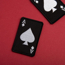 Набір шевронів 2 шт з липучкою карта Туз Пік 5х8 см Ace of Spaces чорний вишитий патч нашивка шеврон