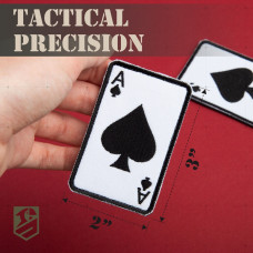Набір шевронів 2 шт з липучкою Карта Туз Пик, Ace of Spades 5х8 см білий вишитий патч нашивка шеврон