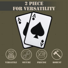 Набір шевронів 2 шт з липучкою Карта Туз Пик, Ace of Spades 5х8 см білий вишитий патч нашивка шеврон