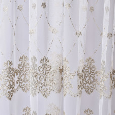 Тканина тюль фатин з вишивкою Наріна V-916 візон
