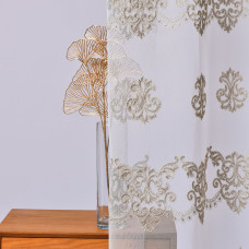 Тканина тюль фатин з вишивкою Наріна V-916 візон