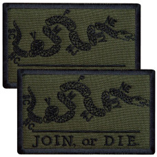 Набір шевронів 2 шт з липучкою JOIN or DIE хакі 5х8 см, Приєднуйся або умри, вишитий патч нашивка шеврон
