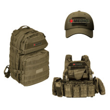 Набір шевронів 2 шт на липучці планка MEDIC хакі 2,5х12 см, шеврон нашивка медика, медичний, медик