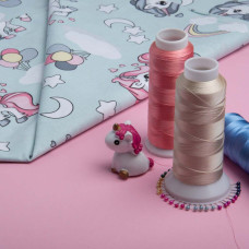 Тканина бязь ранфорс для постільної білизни 2,4 м 8919 Єдиноріг м'ята