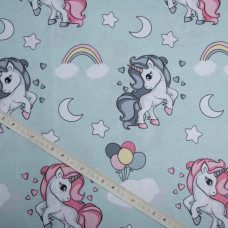 Тканина бязь ранфорс для постільної білизни 2,4 м 8919 Єдиноріг м'ята