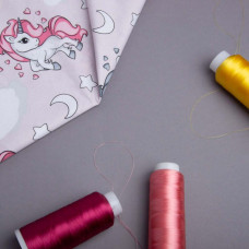 Тканина бязь ранфорс для постільної білизни 2,4 м 8919 Єдиноріг рожевий