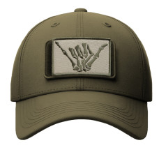 Набір шевронів 2 шт. з липучкою Скелет рука, Hand Shaka 5х8 см беж, вишитий патч шеврон, нашивка, липучка, рука