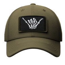 Набір шевронів 2 шт. із липучкою Скелет рука, Hand Shaka 5х8 см чорний, вишитий патч шеврон, нашивка, липучка