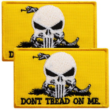 Набір шевронів 2 шт. з липучкою Змія Череп карателей, Don't Tread On Me, Punisher, жовтий вишитий патч шеврон