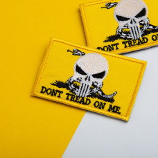 Набір шевронів 2 шт. з липучкою Змія Череп карателей, Don't Tread On Me, Punisher, жовтий вишитий патч шеврон