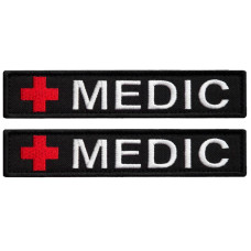 Набір шевронів 2 шт. на липучці планка MEDIC чорний 2,5х12 см, вишитий патч нашивка шеврон медика, медичний