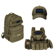 Набір шевронів 2 шт. з липучкою Синя смуга на чорному 5х8 см, вишитий патч нашивка шеврон Поліція США