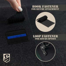 Набір шевронів 2 шт. з липучкою Синя смуга на чорному 5х8 см, вишитий патч нашивка шеврон Поліція США