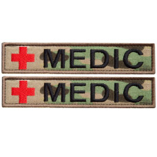 Набір шевронів 2 шт. на липучці планка MEDIC мультикам 2,5х12 см, вишитий патч нашивка шеврон медика