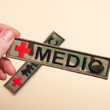 Набір шевронів 2 шт. на липучці планка MEDIC мультикам 2,5х12 см, вишитий патч нашивка шеврон медика