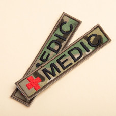 Набір шевронів 2 шт. на липучці планка MEDIC мультикам 2,5х12 см, вишитий патч нашивка шеврон медика