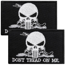 Набір шевронів 2 шт. з липучкою Змія Череп карателей, Don't Tread On Me, Punisher, чорний вишитий патч шеврон
