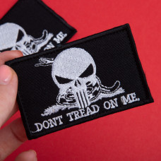 Набір шевронів 2 шт. з липучкою Змія Череп карателей, Don't Tread On Me, Punisher, чорний вишитий патч шеврон