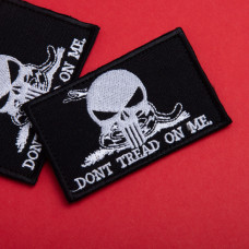 Набір шевронів 2 шт. з липучкою Змія Череп карателей, Don't Tread On Me, Punisher, чорний вишитий патч шеврон