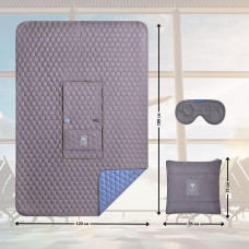 Плед-подушка IDEIA дорожня трансформер – для подорожей, літака, поїзда, кемпінгу, кріпиться до валізи та маска для сну