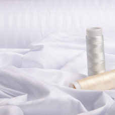 Тканина сатин для постільної білизни у смужку 1см V-01 біла натуральна бавовна жакард