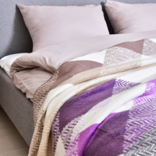 Плед покривало Kassandra 200x220 см IDEIA бавовна плед на диван ліжко лілово-бежеве