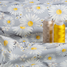Тканина декоративна Прем'єр Ромашки з водовідштовхувальним просоченням V-002 сіра