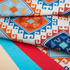 Тканина декоративна Прем'єр Орнамент із водовідштовхувальним просоченням V-002 денім