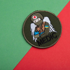 Набір шевронів 2 шт. на липучці MEDIC хакі 7,5х7,5 см, вишитий патч шеврон нашивка медична, медичний