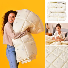 Ковдра вовняна 200х200 см Sei Design пл 200 г/м2 всесезонна вовна мікрофібра овечка молоко