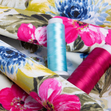 Тканина декоративна Прем'єр Квітка з водовідштовхувальним просоченням V-3 блак/малина