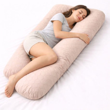 Подушка П-подібна для сну та відпочинку стьобана 140х75х20 см U-shape IDEIA з наволочкою на блискавці антиалергенна