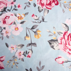 Тканина бязь ранфорс для постільної білизни 2,4 м 24954 троянди на блакитному