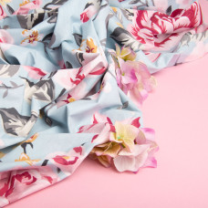 Тканина бязь ранфорс для постільної білизни 2,4 м 24954 троянди на блакитному