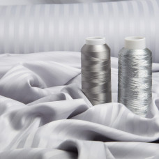 Тканина сатин для постільної білизни жакард у смужку 1 см пл 130 г/м2, 240 см V-15 см/сіра бавовна