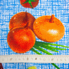 Тканина полотенна вафельна Овочі на синьому