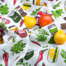 Тканина полотенна вафельна Спеції біла