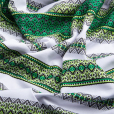 Тканина декоративна Тіффані з орнаментом зелена, етнічний візерунок