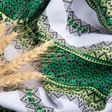 Тканина декоративна Тіффані з орнаментом зелена, етнічний візерунок