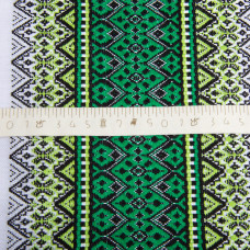 Тканина декоративна Тіффані з орнаментом зелена, етнічний візерунок
