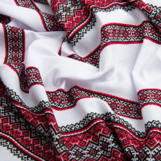 Тканина декоративна Анастасія з орнаментом червоно-чорна, етнічний візерунок