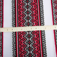 Тканина декоративна Анастасія з орнаментом червоно-чорна, етнічний візерунок