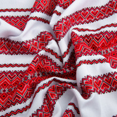 Тканина декоративна Анастасія з орнаментом яскраво-червона, етнічний візерунок