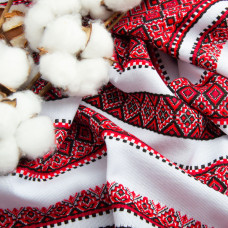 Тканина декоративна Анастасія з орнаментом червона етнічний візерунок