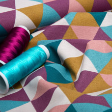 Тканина декоративна Трикутники бавовна з водовідштовхувальним просоченням для скатертин, штор, декору V-08 бордо